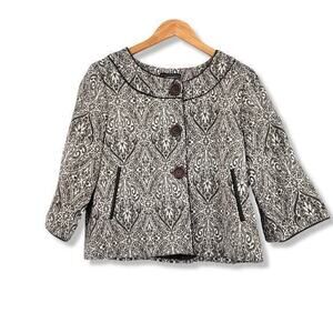 Elementz Women's Damask Floral Print Tapestry Swing Jacket Brown Size‎ Medium